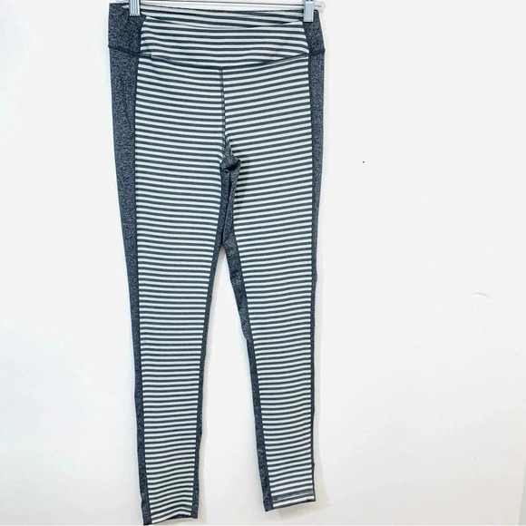 Kyodan Legging Medium Gray Stripe Mid Rise Stretch Activewear Athleisure Pants - Picture 1 of 10